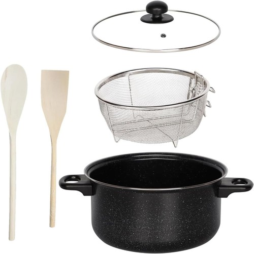 Black 24cm chip pan deep - black,