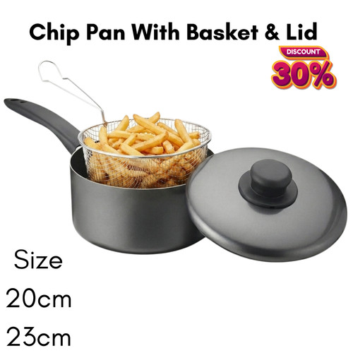 23cm chip pan with basket - pan,