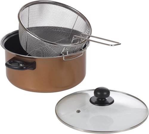 Copper 24cm chip pan deep - copper,